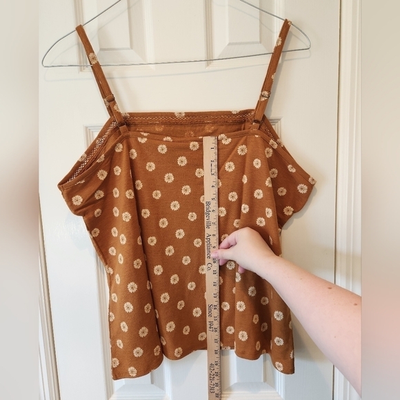 Market & Spruce Linen Blend Brown and Cream Floral Tank Size XXL - Picture 5 of 11